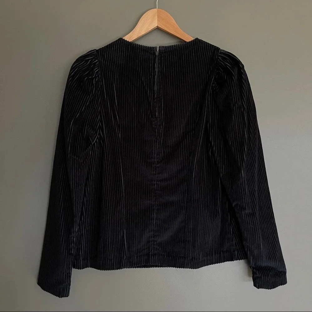 NWT Ulla‎ Johnson Finn Top Round Neck Corduroy Sweater In Black Size 4